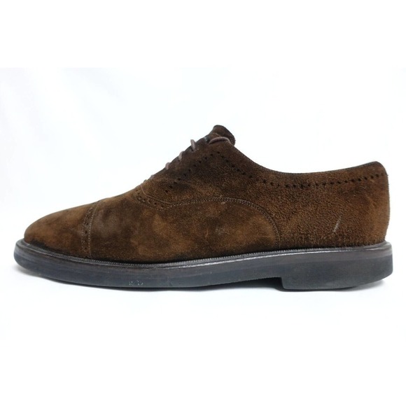 MEZLAN Men Dress Shoes Solana Suede Cap-Toe Brown 9.5 M Brogued Spain Vibram